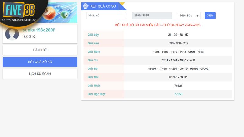 Five88 là lựa chọn hàng đầu của nhiều người chơi đam mê lô đề xổ số