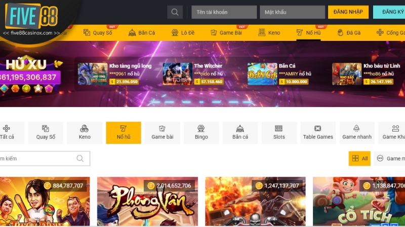 Trải nghiệm game slots FIVE88 với đồ họa sống động, hấp dẫn