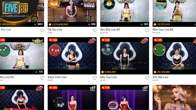 Trải nghiệm live casino five88 với công nghệ livestream tiên tiến